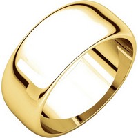 Item # H123838 - 14K Plain Wedding Band Yellow Gold 8 mm Wide High Dome