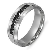 Item # M301007AG - Black Diamond Wedding Band Silver