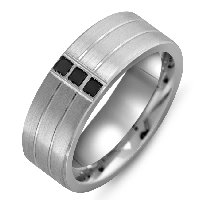 Item # M301008AG - Black Diamonds Silver 925 Wedding Band