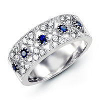 Item # M31758WE - 18K White Gold Diamond & Sapphire Ring