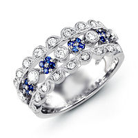 Item # M31759WE - 18K White Gold Diamond & Sapphire Ring