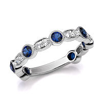 Item # M31900W - 14K White Gold Diamond & Sapphire Stackable Ring