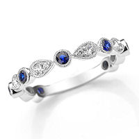 Item # M31904W - 14K White Gold Diamond & Sapphire Stackable Ring
