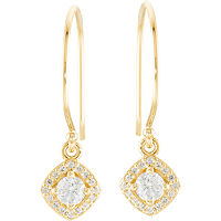 Item # S753877 - 14Kt Yellow Gold Dangle Diamond Halo Earrings