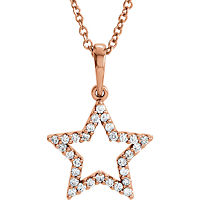 Item # S90097R - 14K Rose Gold Star Diamond Pendant