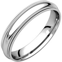 Item # TD123864PP - Platinum Wedding Ring 4mm Double Milgrain Comfort Fit