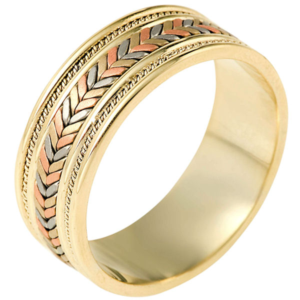 Braided Handmade Wedding Band 14k Gold Comfort Fit Ring