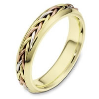 Item # 110191E - Tri-Color Wedding Band 18 kt Hand Made