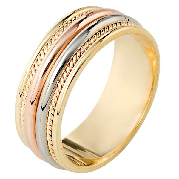 18K Two Tone Gold 5.5mm Wide Comfort Fit Wedding Band Ring Size 8.5 - 8.0 Grams