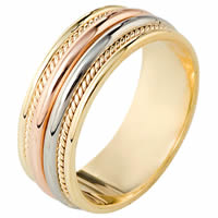 Item # 110341E - Tri-Color Gold Comfort Fit Wedding Band