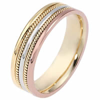 Item # 110511E - Tri-Color Gold 5.5mm Handmade Comfort Fit Wedding Band