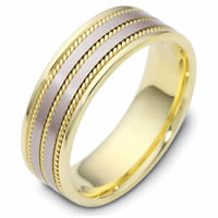 Item # 110531E - Two-Tone Gold 7mm Handmade Comfort Fit Wedding Band