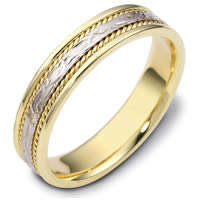 Item # 110561E - Two-Tone Gold Comfort Fit 5mm Handmade Wedding Band