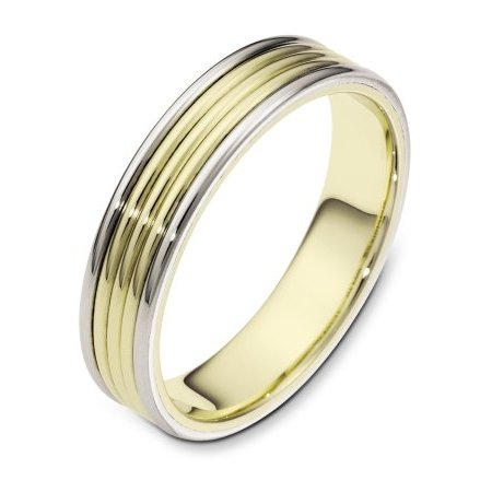 Item # 111181PE - Two-Tone, platinum and 18K yellow gold, hand made, comfort fit, 5.0 mm wide wedding band. It can be made with different color combinations. The whole ring is polished. Different finishes may be selected or specified. 
