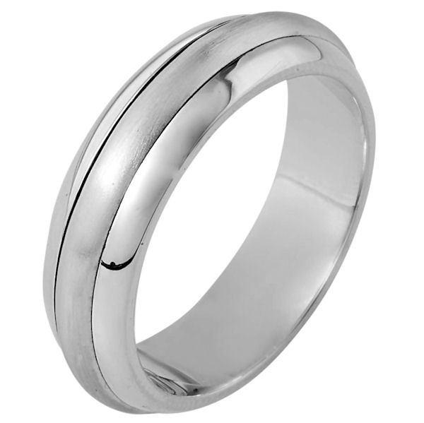 Item # 111301PD - Palladium, hand made comfort fit Wedding Band 6.0 mm wide. The center portion is matte finish and the edges are polished. Different finishes may be selected or specified.