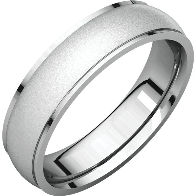 Item # 112791PP - Platinum band, 6.0 mm wide , center brushed. The center of the ring is a satin brush finish and the edges are polished. Different finishes may be selected or specified.