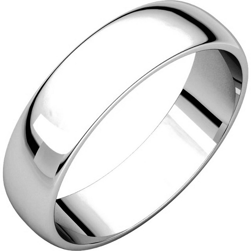 Item # 112941WE - 18 kt White Gold Plain 5.0 mm Wide Half Round Wedding Band. This is a plain wedding band and is polished. Different finishes may be selected or specified.
