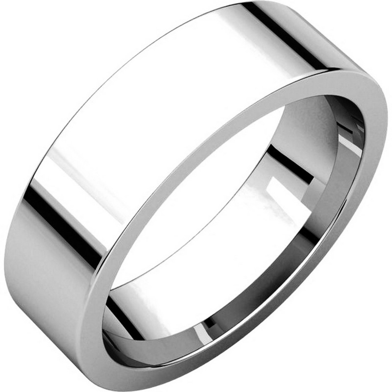Item # 114761mPP - Platinum Plain 6.0 mm Wide Flat Comfort Fit Wedding Band. The ring is completely polished. Different finishes may be selected or specified.