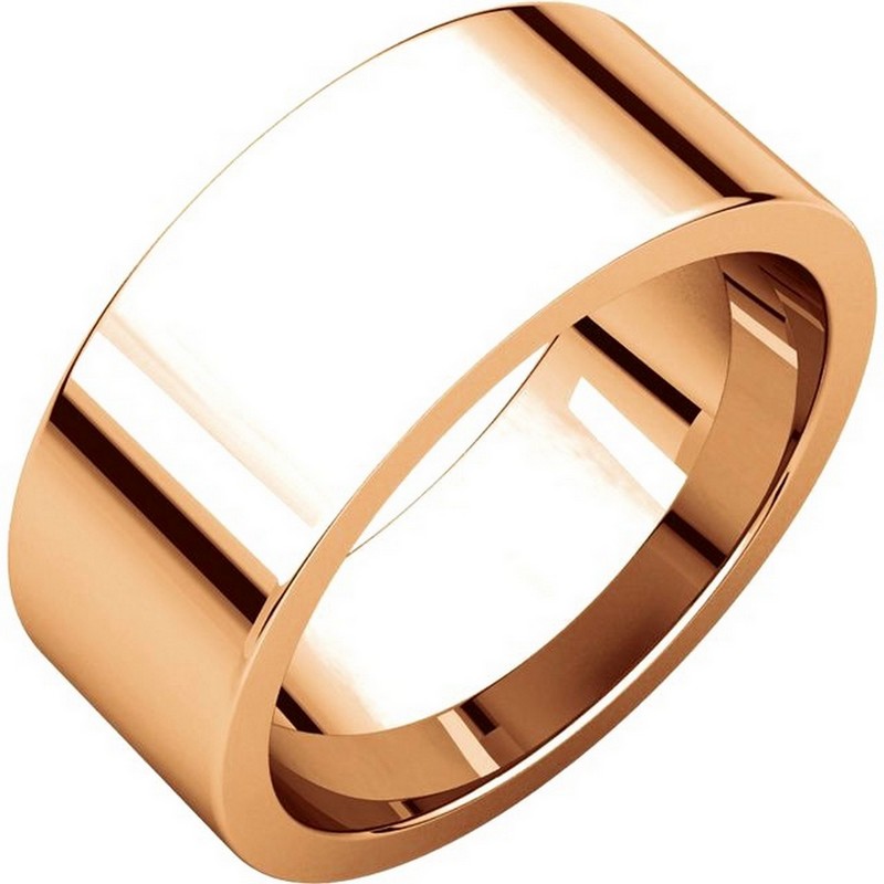 Item # 114781R - 14 kt Rose Gold Comfort Fit, 8.0 mm wide plain wedding band. The ring is completely polished. Different finishes may be selected or specified.