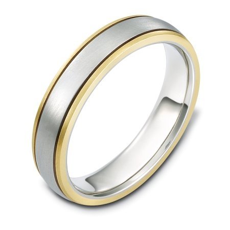 Item # 115091 - 14 kt two-tone hand made comfort fit Wedding Band 5.0 mm wide. The whole ring is a matte finish. Different finishes may be selected or specified.