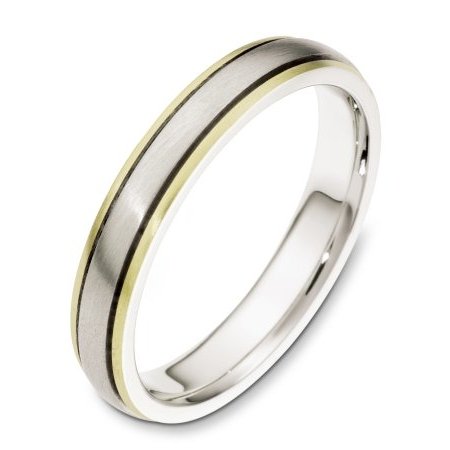 Item # 115411 - 14 kt two-tone hand made comfort fit Wedding Band 4.0 mm wide. The whole ring is a matte finish. Different finishes may be selected or specified.