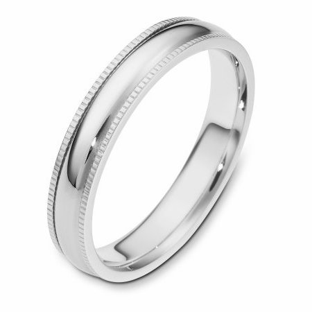 Item # 115541W - 14 kt Gold White Gold 4.0 mm Wide Comfort Fit Milgrain Edge Wedding Band. The ring is completely polished. Different finishes may be selected or specified.