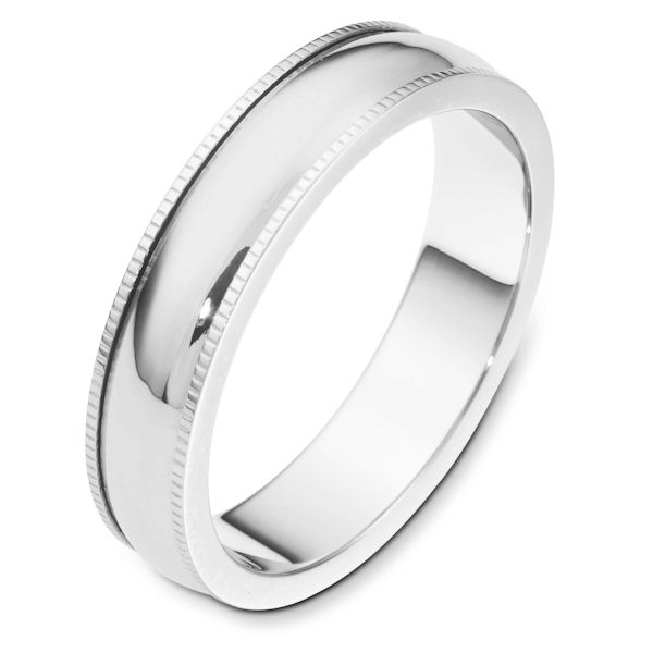 Item # 115571W - 14 kt Gold White Gold 5.0 mm Wide Comfort Fit Milgrain Edge Wedding Band. The ring is completely polished. Different finishes may be selected or specified.