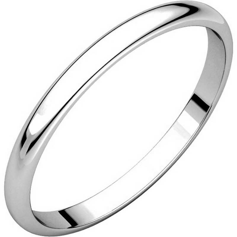 Item # 116761WE - 18 kt White Gold Plain 2.0 mm Wide Half Round Wedding Band. The whole ring is a polished finish. Different finishes may be selected or specified.