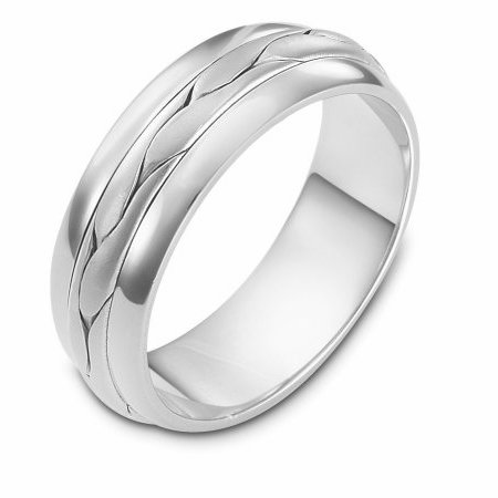 117101W 14 kt White Gold Hand Made Wedding Band
