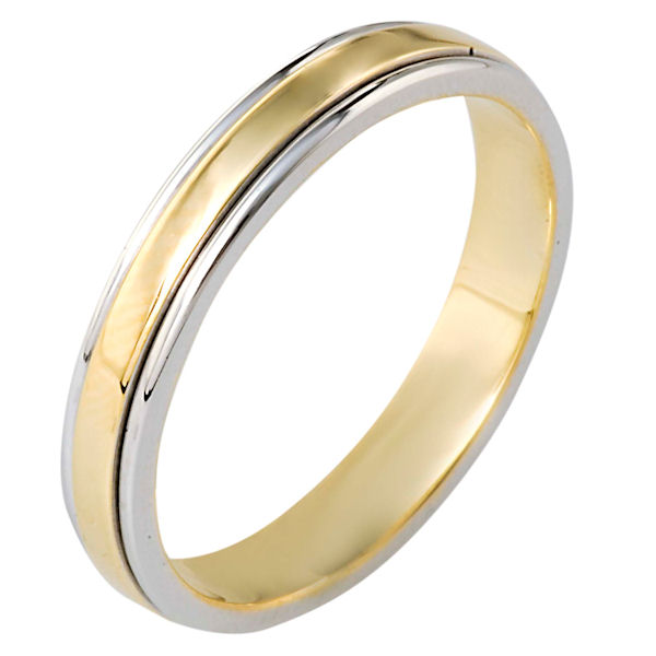 Item # 117281E - 18 kt two-tone hand made comfort fit Wedding Band 4.0 mm wide. The ring has a polished finish. Different finishes may be selected or specified. 