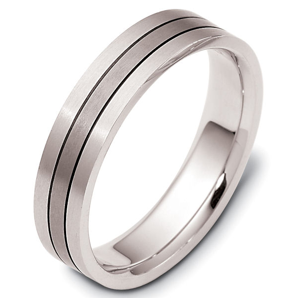 Item # 118231TG - 14 kt white gold and titanium, 5.0 mm Wide Comfort fit, Wedding Band. The ring is a matte finish. Different finishes may be selected or specified.