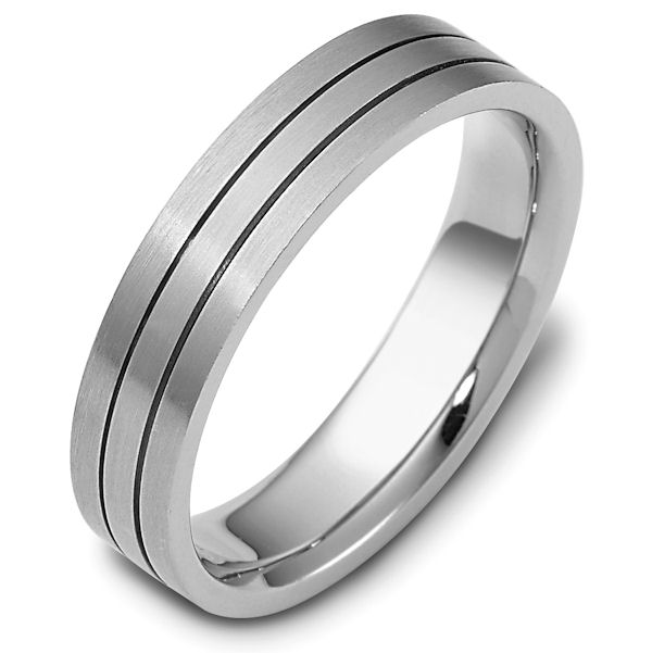 Item # 118231W - 14 kt white gold, 5.0 mm Wide Comfort Hand Made Wedding Band. The ring is a matte finish. Different finishes may be selected or specified.