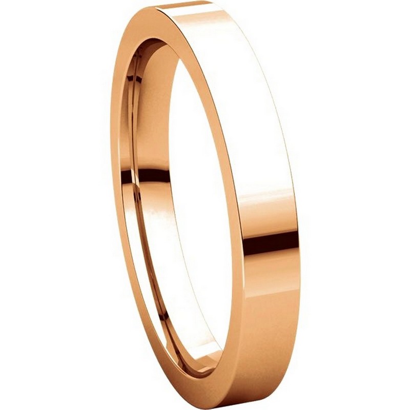 Item # 118381RE View 5 - 18K Rose Gold Flat comfort fit 3mm  Wedding Band