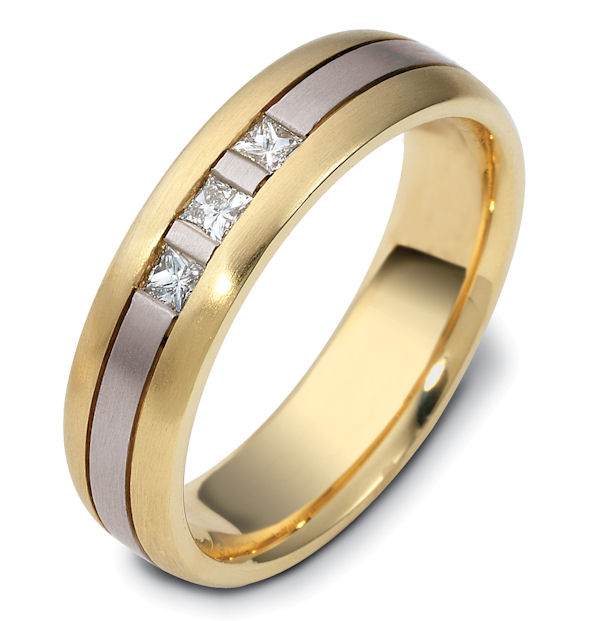 Item # 120641PE - 18K and platinum, two-tone, 6.0 mm wide, comfort fit, diamond wedding band. Diamonds total weight is 0.21 ct and are graded as VS1 in Clarity G in Color. The ring is a matte finish. Different finishes may be selected or specified. 