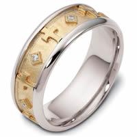 Item # 120961E - 18K Gold Diamond Cross Wedding Ring(0.08ct. tw.)