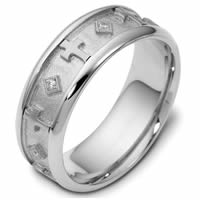 Item # 120961WE - 18K Gold Diamond Cross Wedding Ring(0.08ct. tw.)