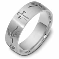 Item # 120981WE - 18K Carved Cross Ring.