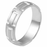 Item # 12709W - 14 Kt White Gold Carved Band