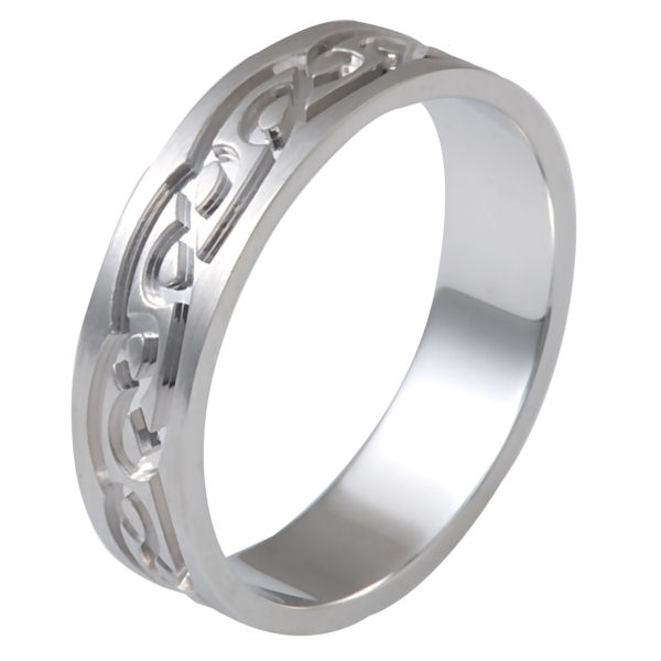 Item # 12725PP - Platinum, classic, 5.0 mm wide, wedding band. The ring has a beautiful carved celtic pattern around the whole ring. It is 5.0 mm wide. Other finishes may be selected or specified. 