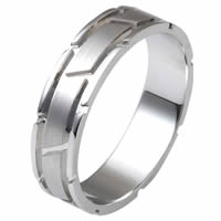 Item # 12726WE - 18 Kt White Gold Carved Band