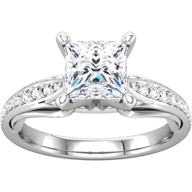 Item # 127647PP View 4 - Platinum Princess Diamond Engagement Ring