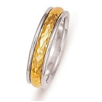 Item # 211051 - 14 Kt Two-Tone Gold Hammered Wedding Band