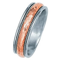 Item # 211091PE - Platinum and 18 Kt Rose Gold Classic Wedding Band