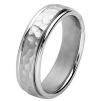 Item # 211121PP - Platinum Hammered Wedding Band