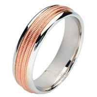 Item # 211141RE - 18 Kt Rose Gold and White Gold Wedding Band