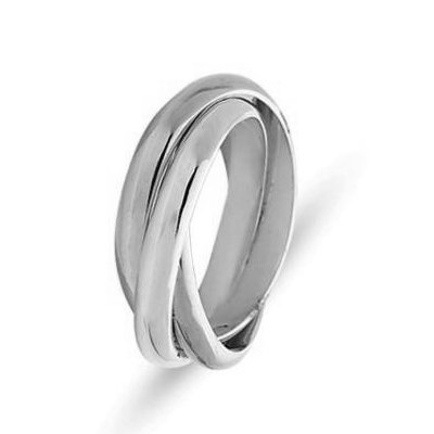 Item # 211181WE - 18Kt White gold Russian wedding band. There are 3 interlocking bands. Each ring is about 3.0mm wide. The ring is polished. Different finishes may be selected or specified. 