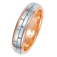 Item # 211231PE - Platinum and 18 Kt Hand Made Brick Wedding Band