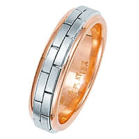 Item # 211231RE -  Rose and White Gold Hand Made Brick Wedding Band
