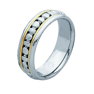 Item # 211281 - 14Kt Two-tone wedding band. The ring is about 7.0 mm wide and comfort fit. The whole ring is polished. Different finishes may be selected or specified.