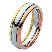 Item # 211331E - 18 Kt Tri-Color Wedding Band